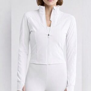 Yogalicious Women's White Crop Crosstrain Jacket Athletic Sz Large Full Zip